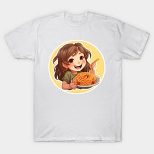 Cute Girl Eating Spaghetti T-Shirt